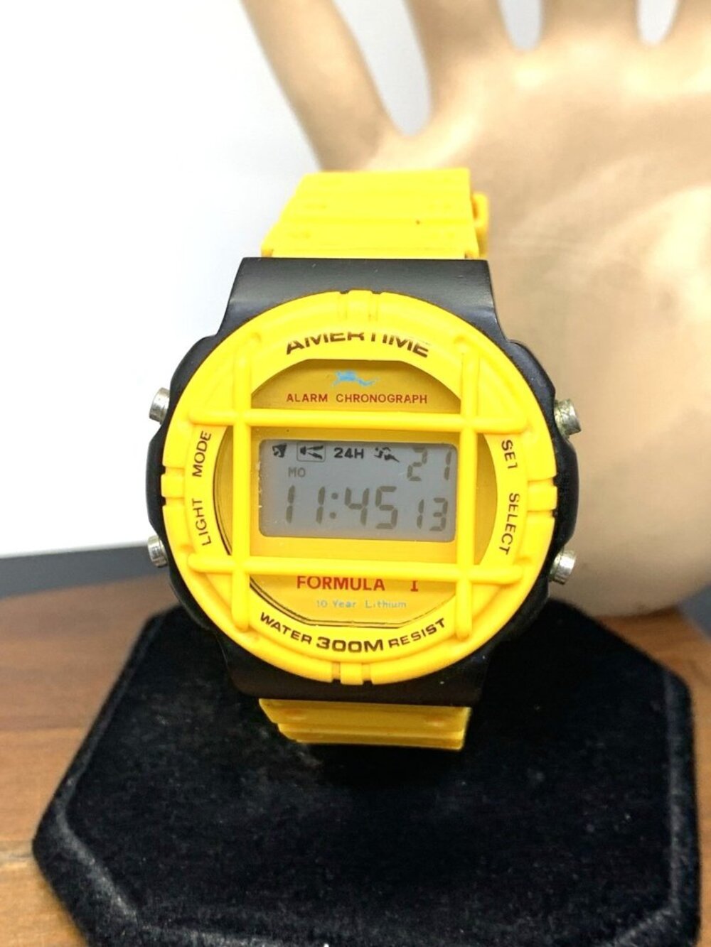 Amertime Formula 1 Men's Watch Quartz Digital Diver Vintage Yellow Rubber 44mm